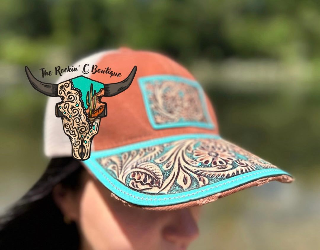 Jenson Hill Tooled Cap (Brown and Beige)