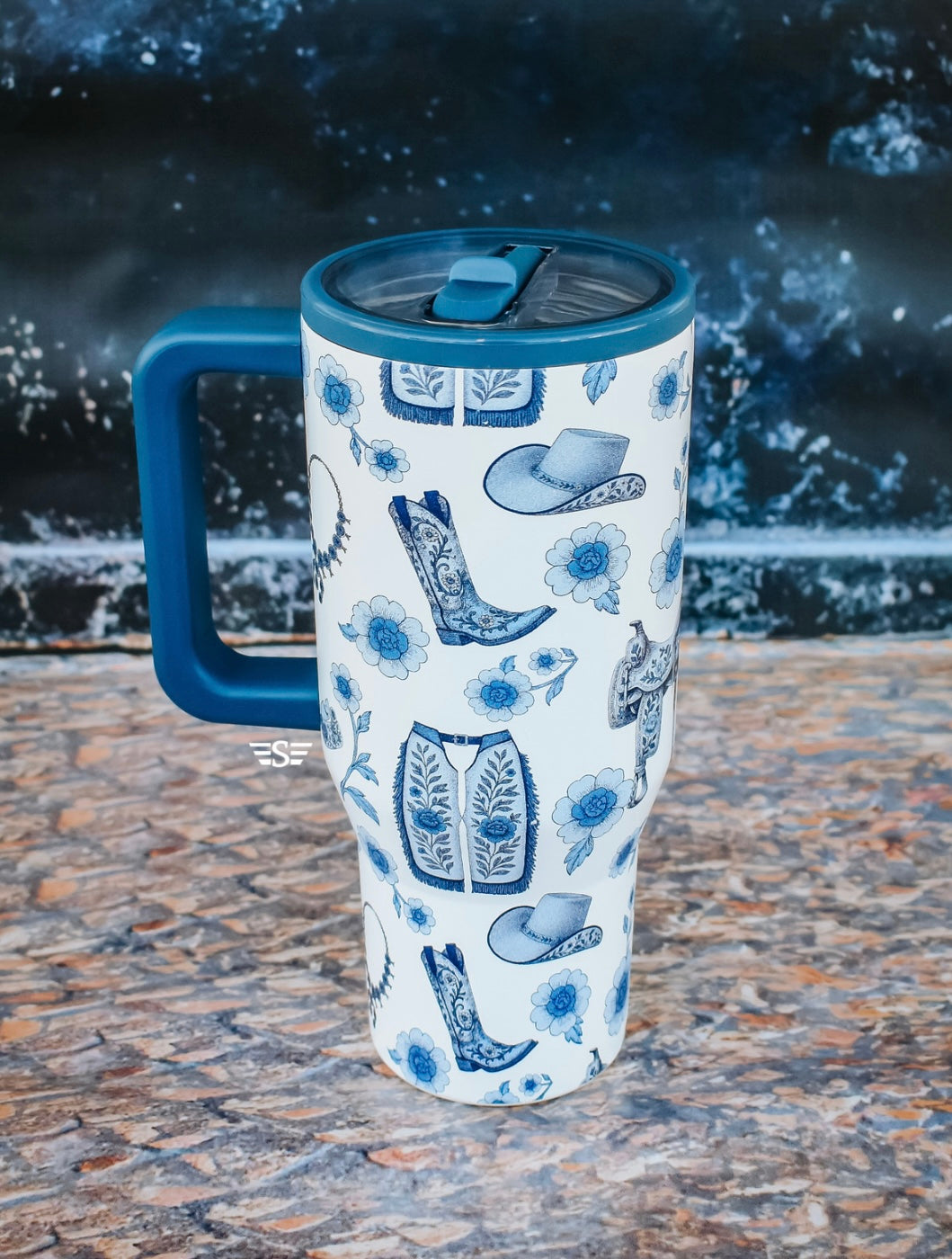 Western Chinoiserie 40oz Flip Top Tumbler