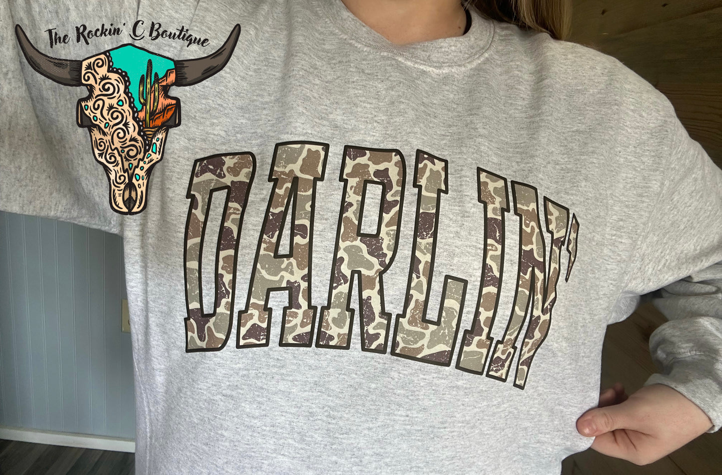 Camo Darlin’ Sweatshirt •7-10BD TAT•
