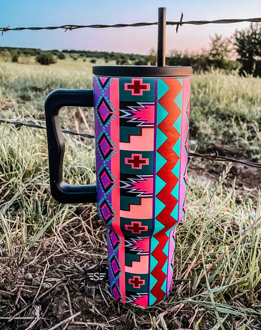 Purple Vintage Geo 40oz Tumbler