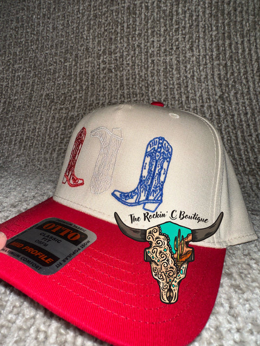 Red White & Boots Hat