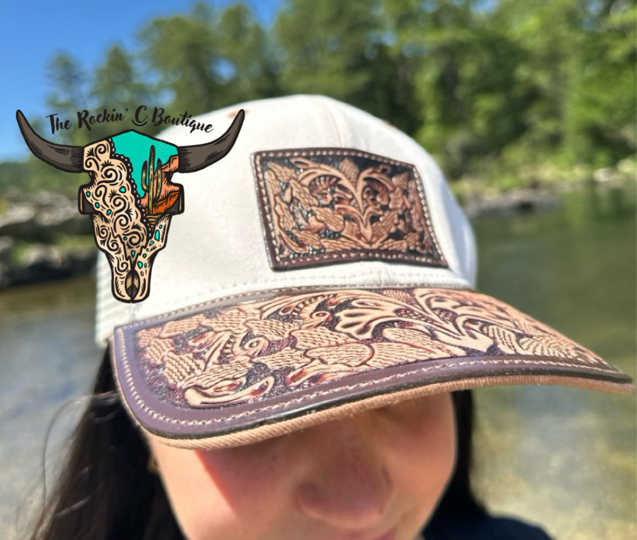 Jenson Hill Tooled Cap (Brown and Off White)