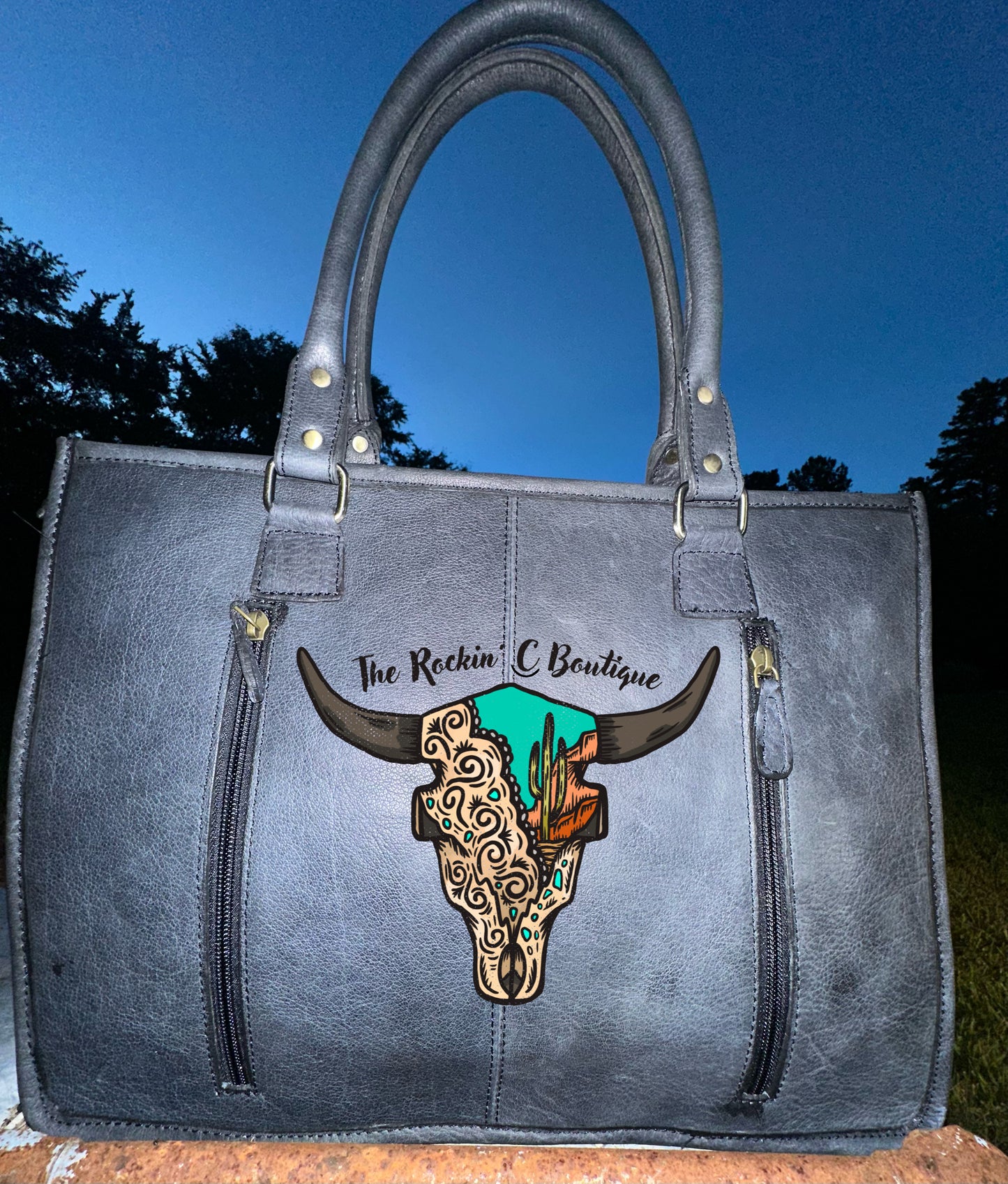 The Julie Concealed Carry Tote (Tooled Leather & Cowhide)