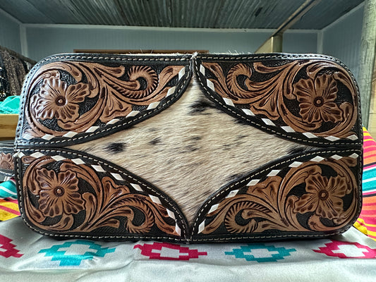 Marley (Cowhide and Tooled Leather) Makeup Bag