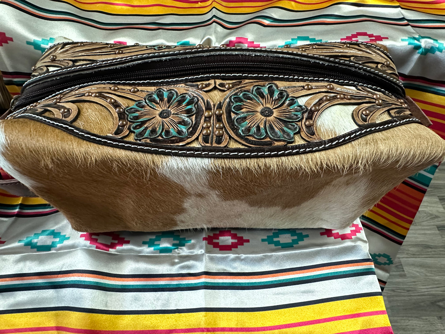 Jayne (Cowhide and Tooled Leather) Makeup Bag