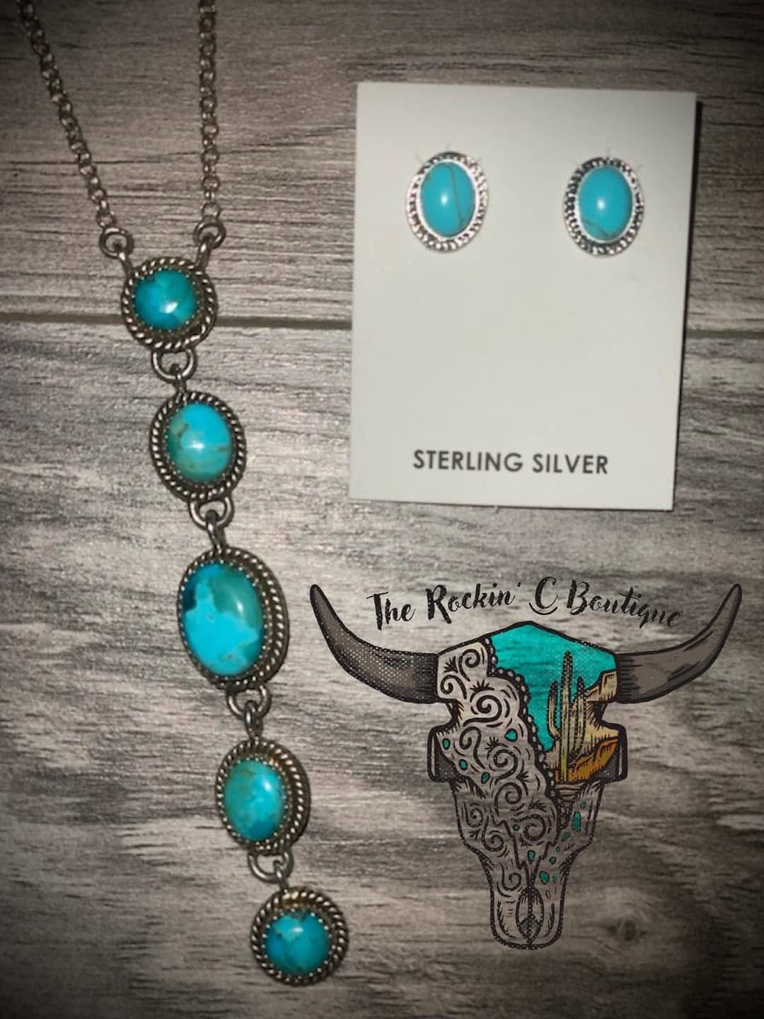 Kingman Turquoise Lariat Necklace