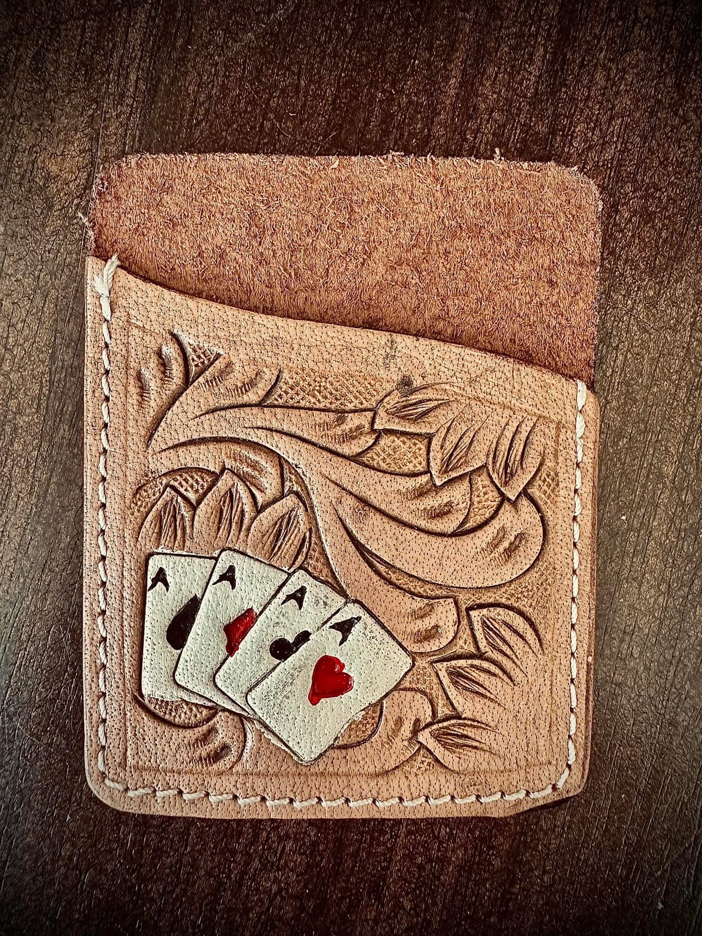 Genuine Tooled Leather Card Holders