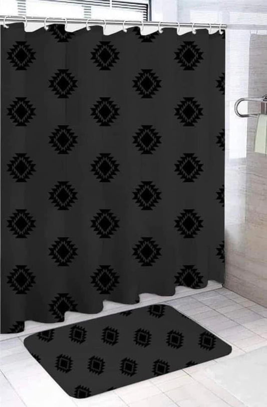 Black Aztec Shower Curtain ONLY