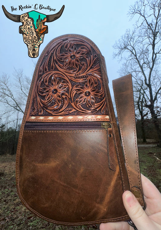 Half Tooled Leather Pouch (2nd Amendment)