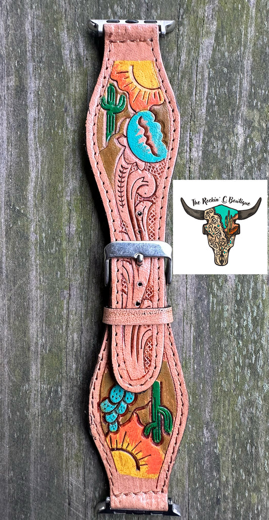 Desert Tooled Leather Apple Watch Band