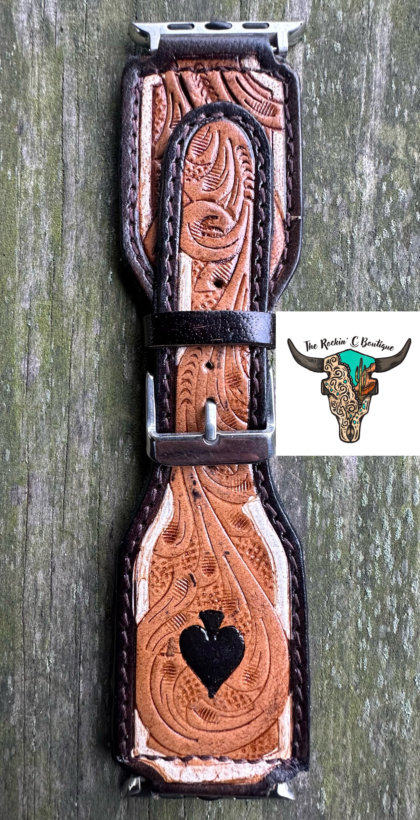 Aces Tooled Leather Apple Watch Band