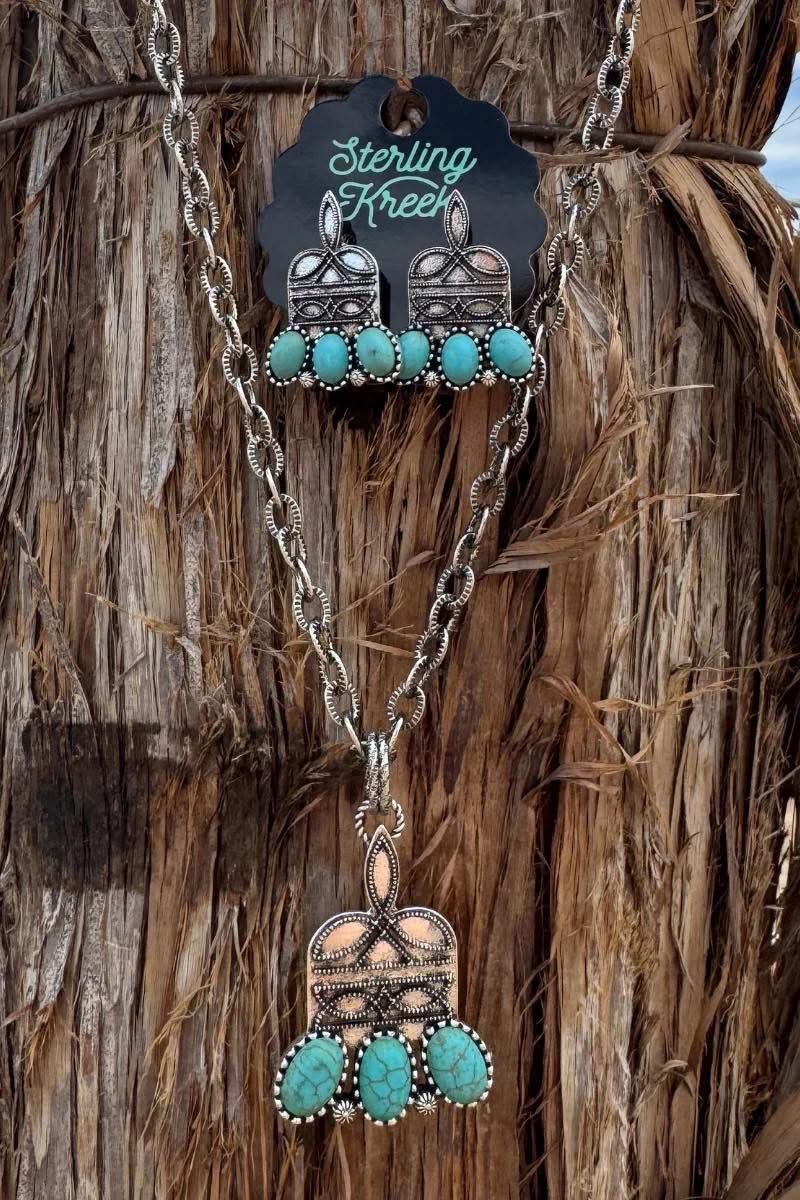 Boot Stitch & Turquoise Jewelry Set
